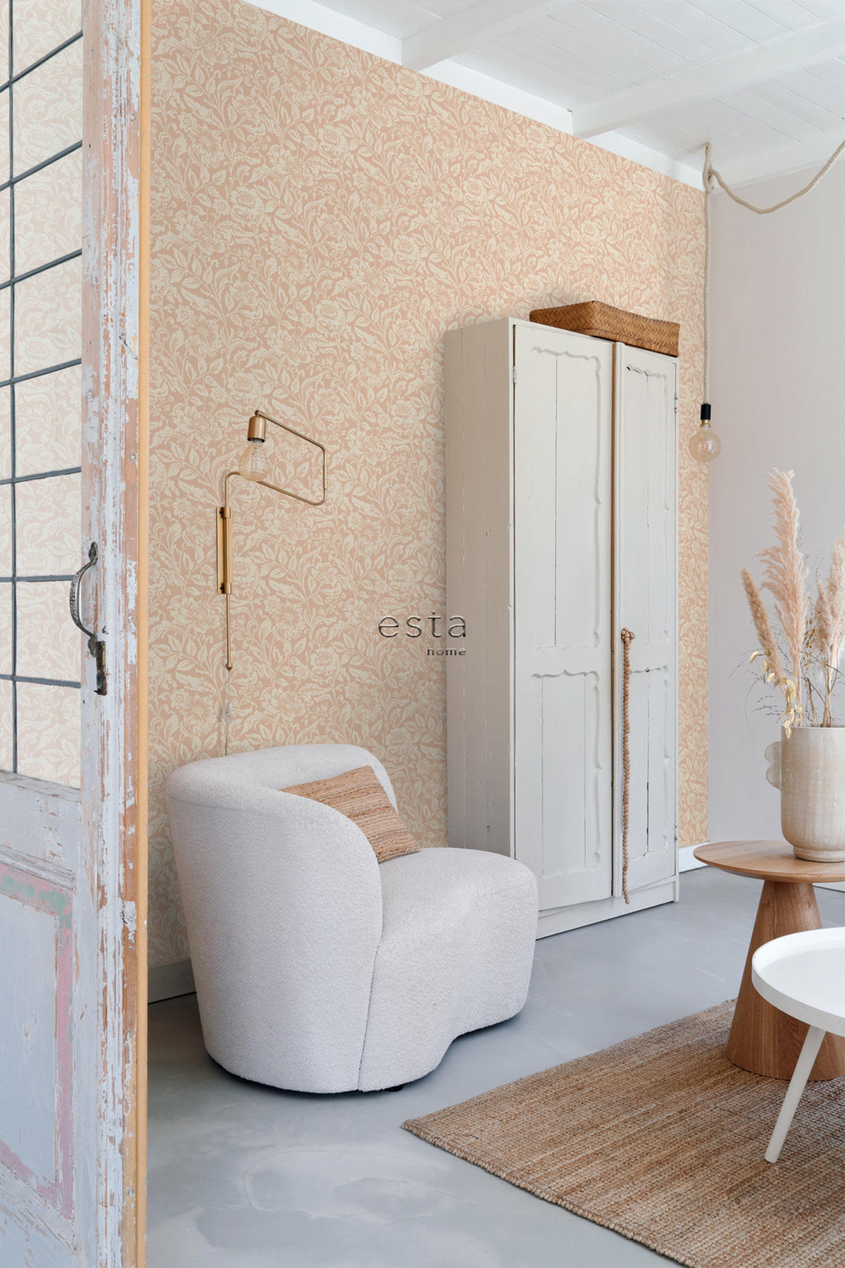TAPETE Blumenmuster 53 cm x 10.05 m - Terracotta, Papier (53/1000cm) - ESTAhome