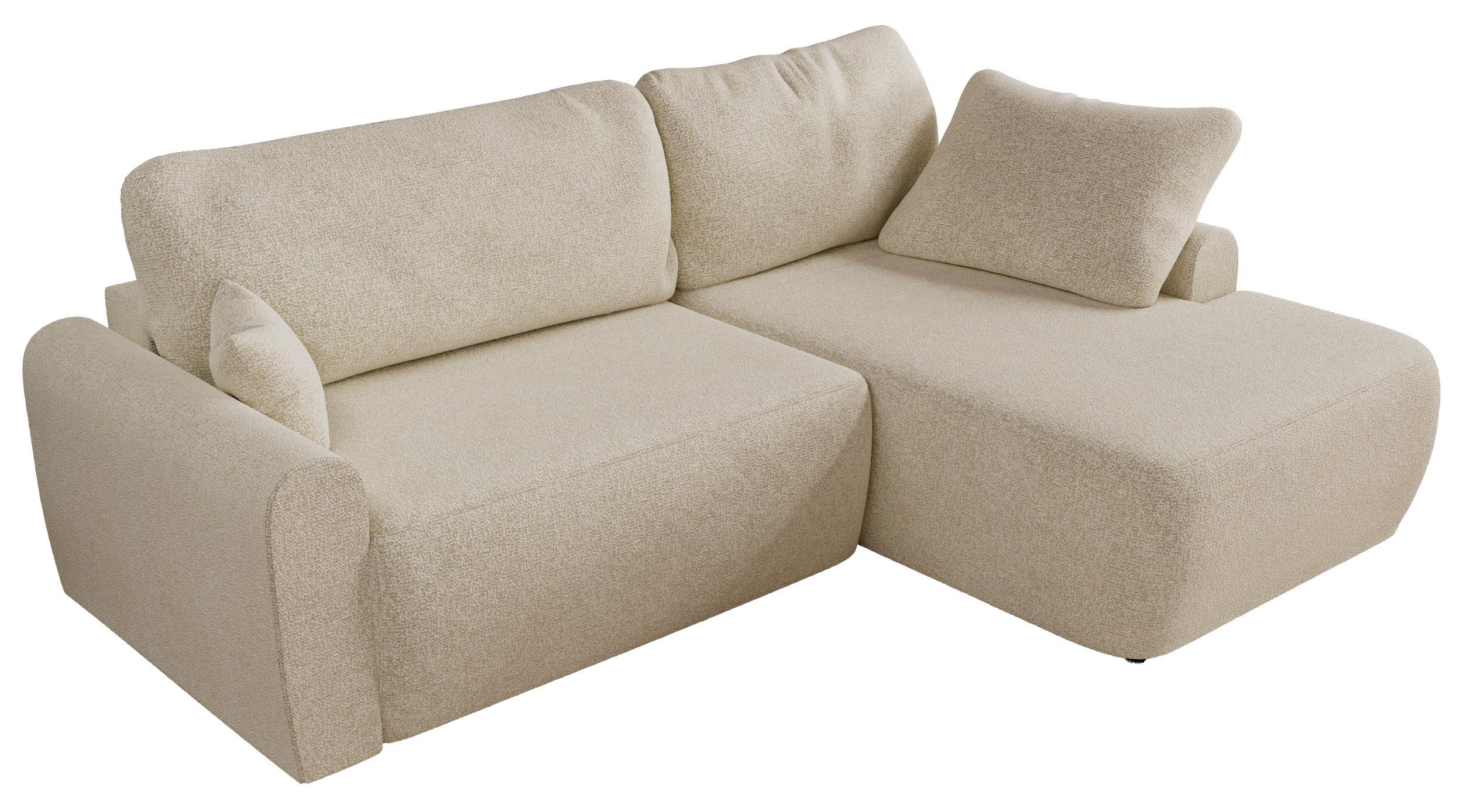 ECKSCHLAFSOFA CUBO L Creme Struktur - rechts - Creme/Schwarz, Kunststoff/Textil (187/273cm) - MKS