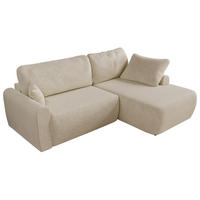 ECKSCHLAFSOFA CUBO L Creme Struktur - rechts - Creme/Schwarz, Kunststoff/Textil (187/273cm) - MKS