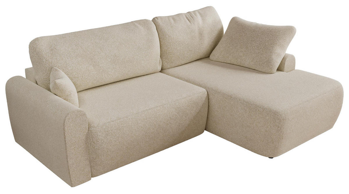 ECKSCHLAFSOFA CUBO L Creme Struktur - rechts - Creme/Schwarz, Kunststoff/Textil (187/273cm) - MKS