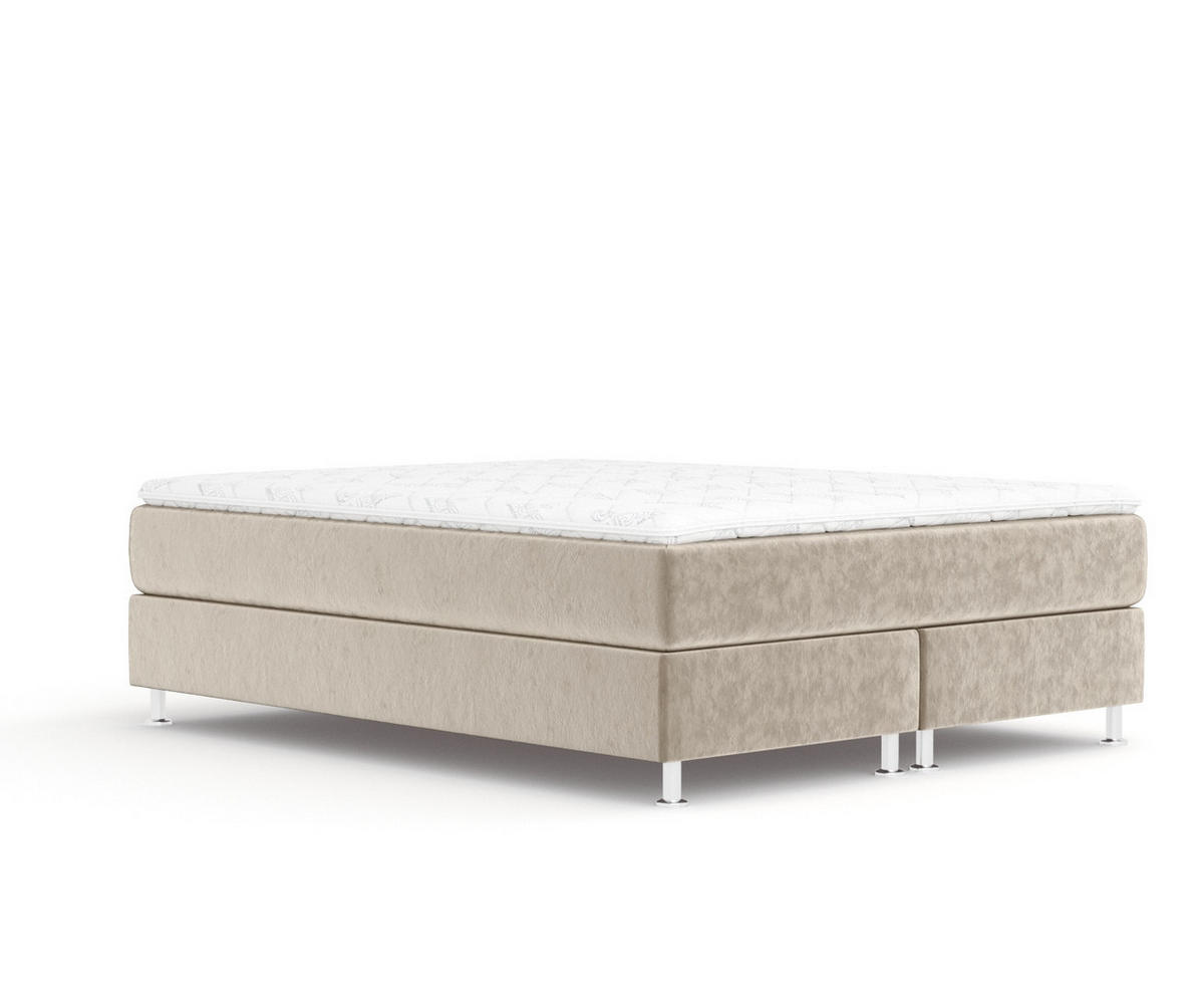BOXSPRINGBETT Sub Beige 200/200 cm mit Latex-Topper - Beige/Silberfarben, Holz/Holzwerkstoff (200/200cm) - Maison de Reve