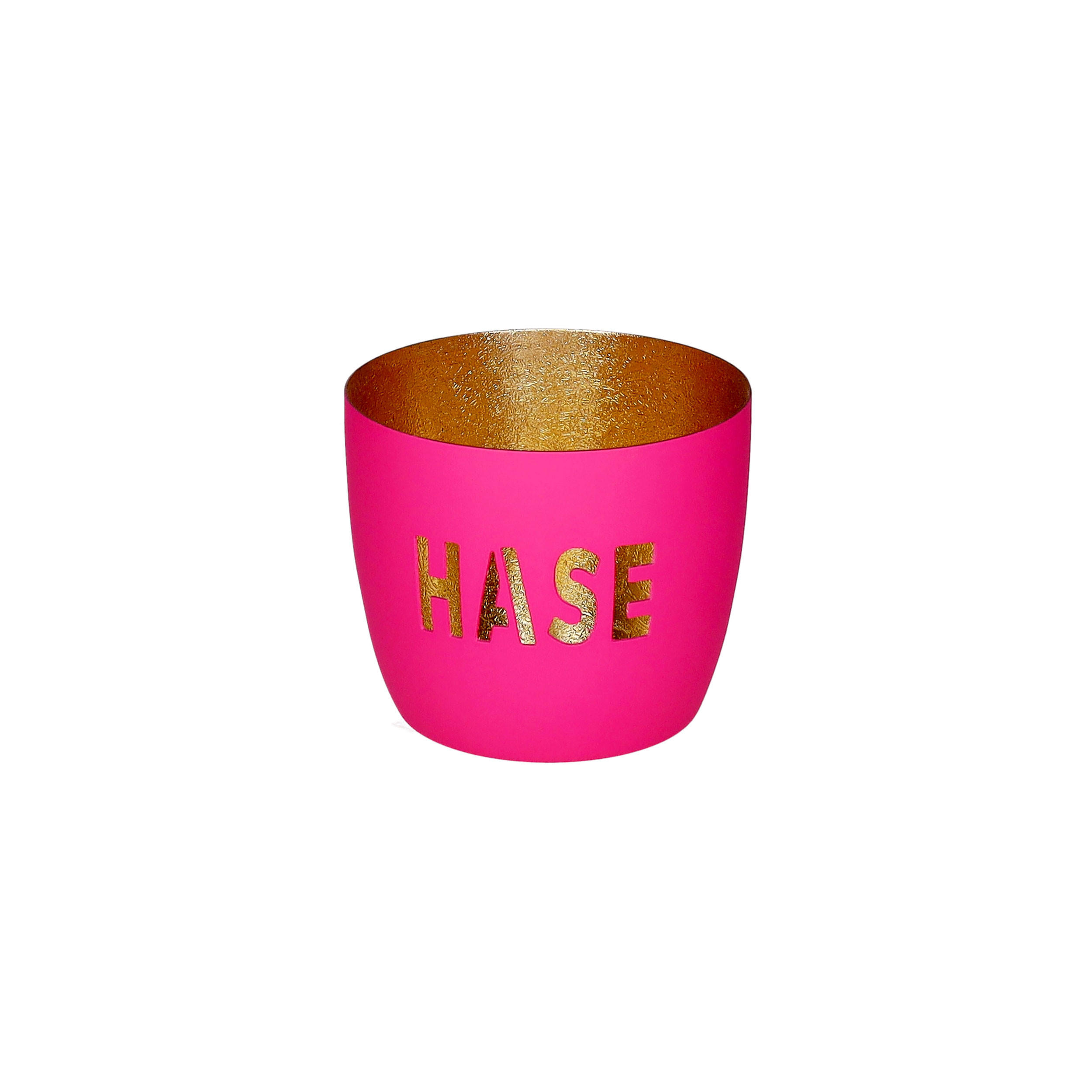 TEELICHTHALTER Madras M, Hase, Eisen, Hot Pink / Gold, H 8.5 cm - Pink, Metall (10cm) - Gift Company