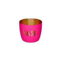 TEELICHTHALTER Madras M, Hase, Eisen, Hot Pink / Gold, H 8.5 cm - Pink, Metall (10cm) - Gift Company