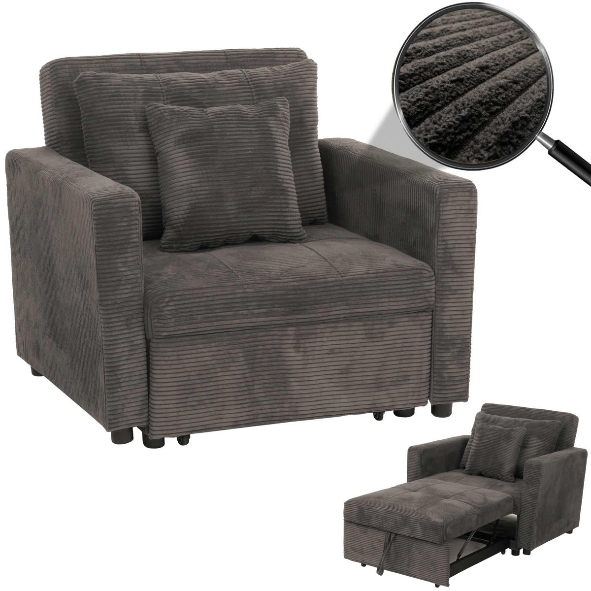 SCHLAFSESSEL Grau - Grau, Textil (100/86/88cm) - MCW