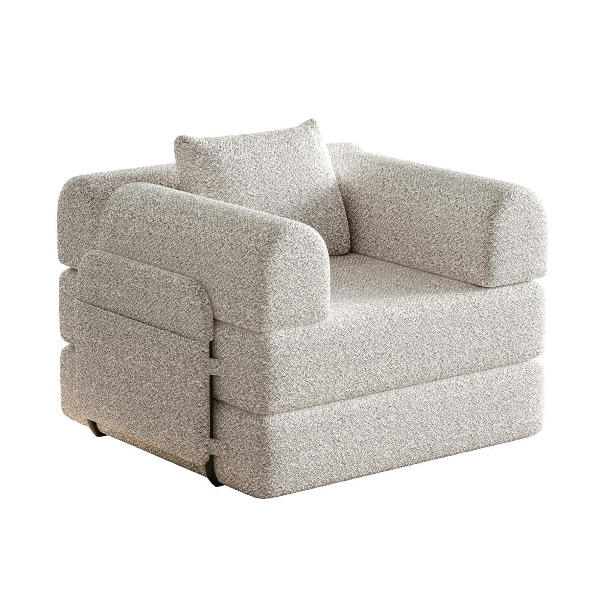 SCHLAFSOFA aus Chenille Khaki 2-in-1 mit Armlehnen-Staufach und Stahlrahmen - Naturfarben, Textil (94/49.5/181.6cm) - Modfu