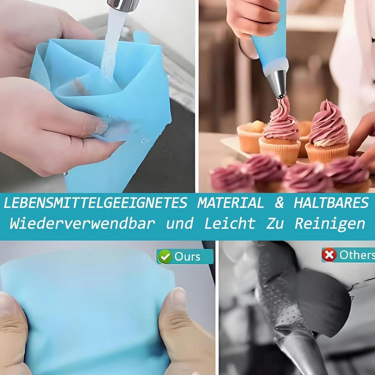SPRITZBEUTEL Set 21-teilig mit Tüllen und Schabern - Hellblau, Kunststoff (17/1/31cm)