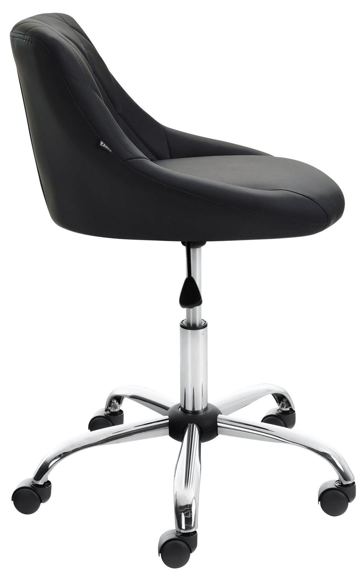 HOCKER Lederlook schwarz - Chromfarben/Schwarz, Textil/Metall (47/71/49cm) - CLP