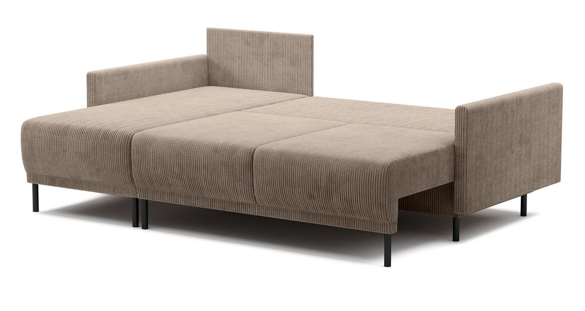 ECKSOFA Hamiel Beige Cordbezug - Beige/Schwarz, Holz/Textil (212/142cm) - Selsey