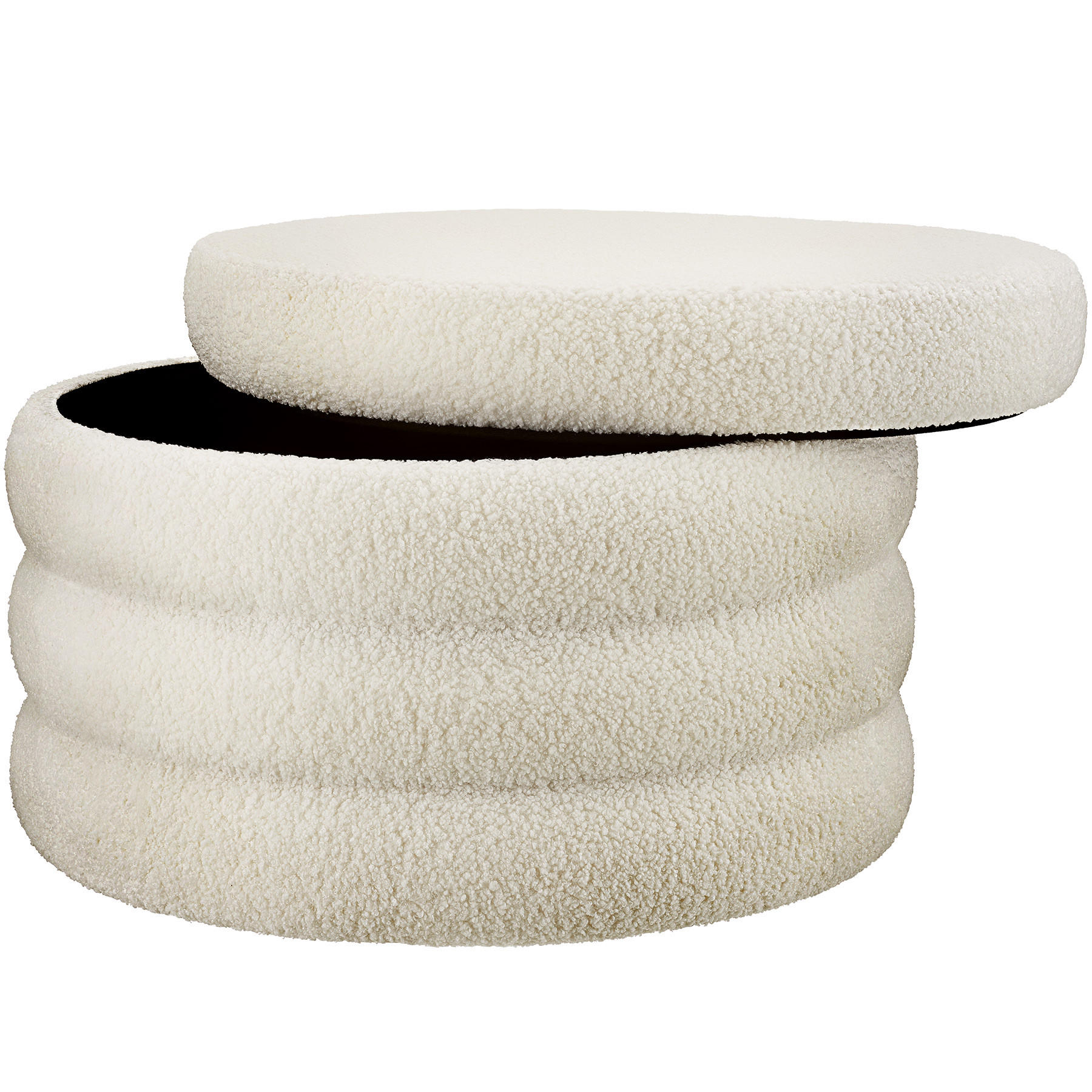 SITZHOCKER mit Stauraum Altu Xl,67 x 42 cm,Bouclé creme-weiß - Creme/Weiß, Holz (67/42/67cm) - tectake