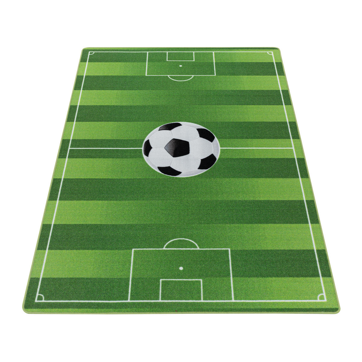 TEPPICH Kinder Flachgewebe Fußball-Motiv Polyamid Antirutsch Spielzimmer Grün Läufer 80x120 - Grün, Textil (80/120cm) - KADIMA DESIGN