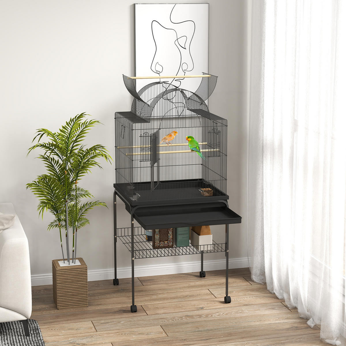 VOGELKÄFIG DE-10634 Schwarz - Schwarz, Metall (53/144/63cm) - ComfortXL