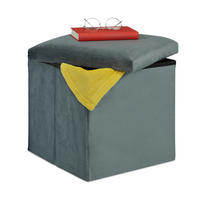SITZHOCKER - Anthrazit, Holzwerkstoff/Textil (38/38/38cm) - Relaxdays