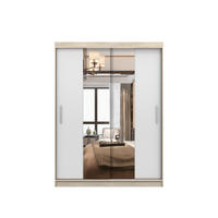 SCHIEBETÜRENSCHRANK - LARA 01 (Sonoma + Weiß) - Weiß/Sonoma Eiche, Holzwerkstoff/Metall (150/200/61cm) - Möblo