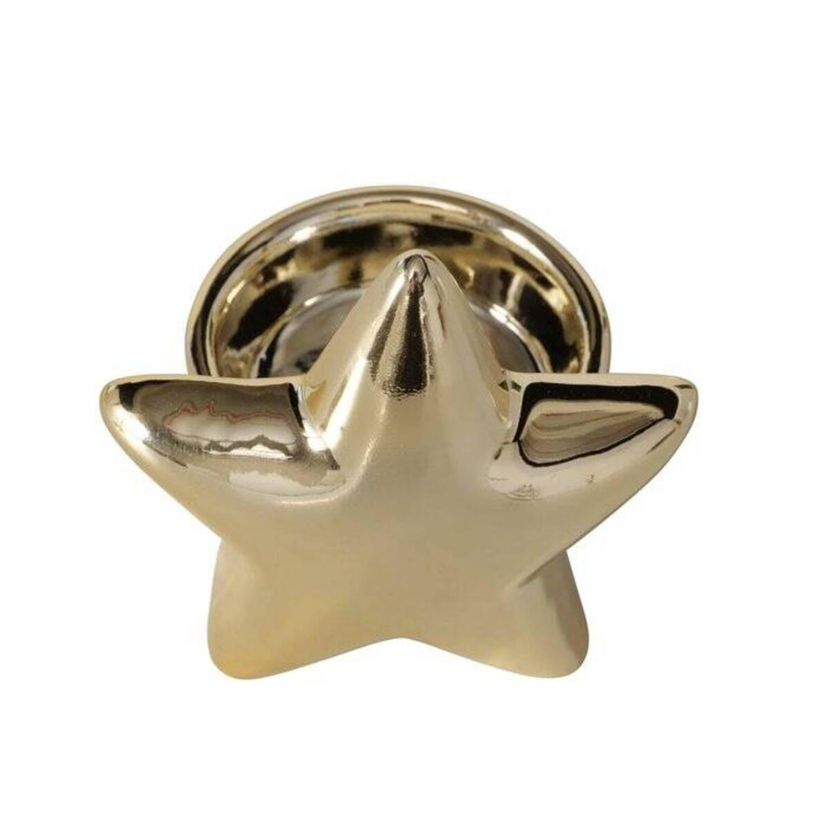TEELICHTHALTER Porzellan Ulanda - Goldfarben, Keramik (7.5/8cm) - Boltze Home