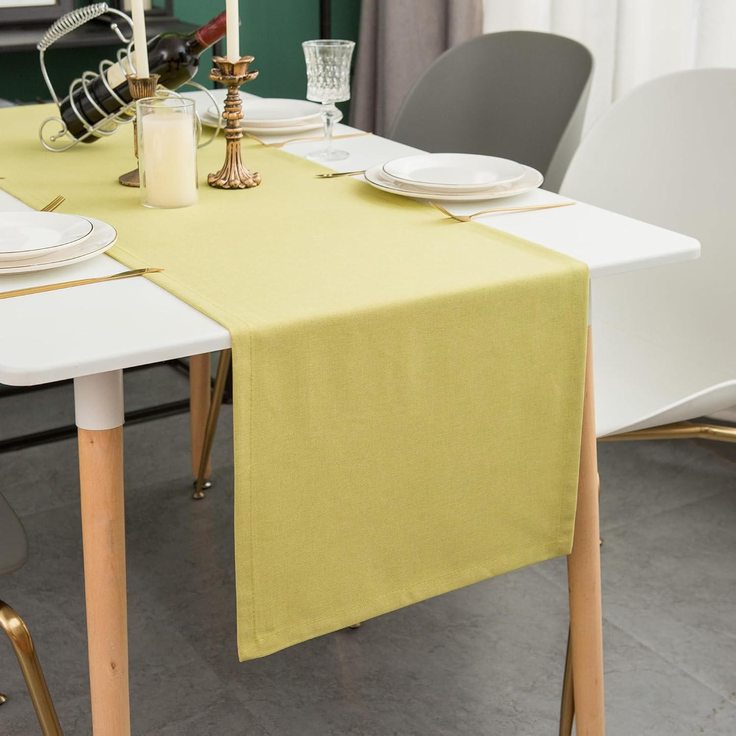 TISCHLÄUFER modern abwaschbar, wasserabweisend, Lotuseffekt, 40x160 cm, Grün - Grün, Textil (40/160cm)
