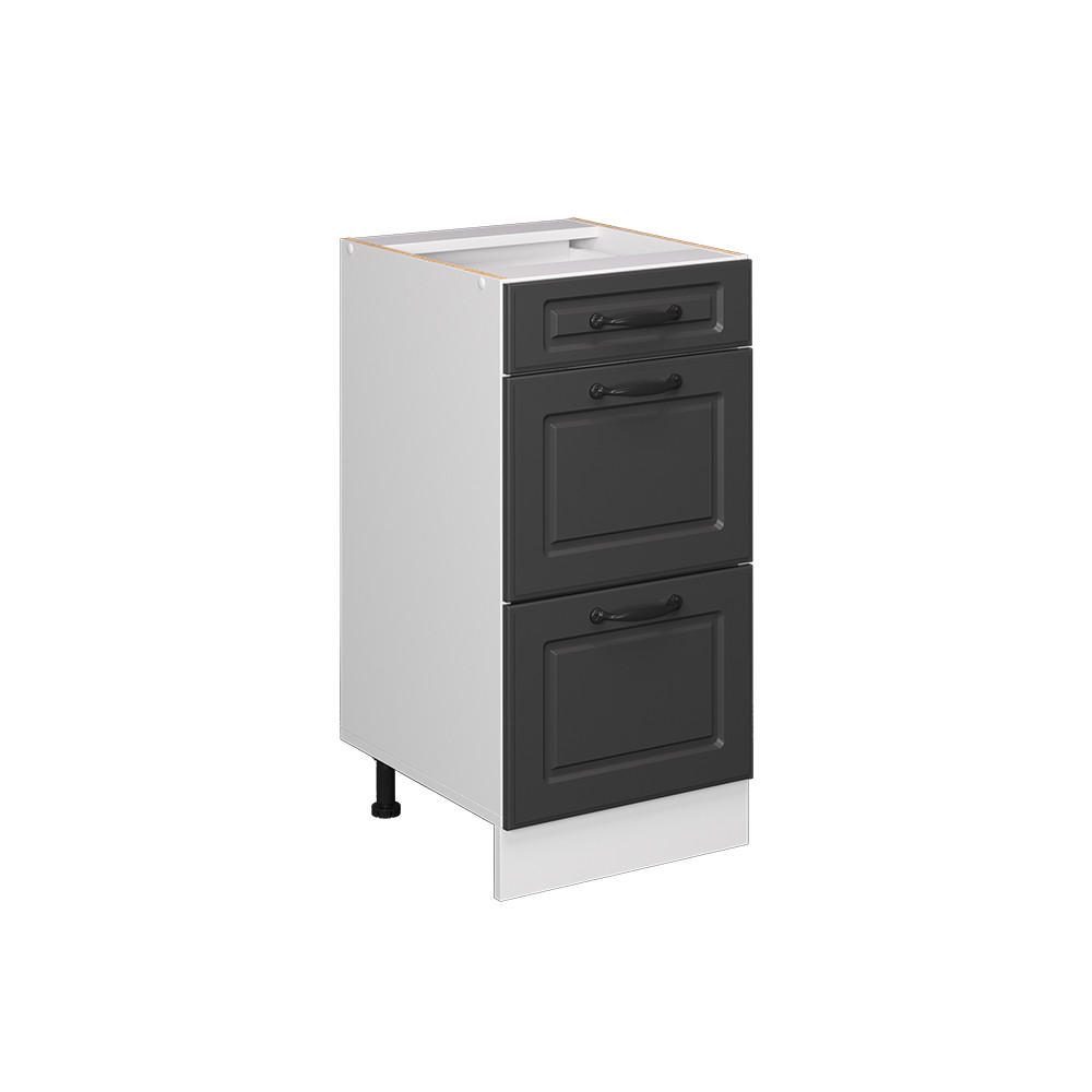 KÜCHENUNTERSCHRANK R-Line Anthrazit Landhaus 40 cm mit Schubladen ohne AP - Dunkelgrau/Anthrazit, Holzwerkstoff (40/81.6/46cm) - Vicco