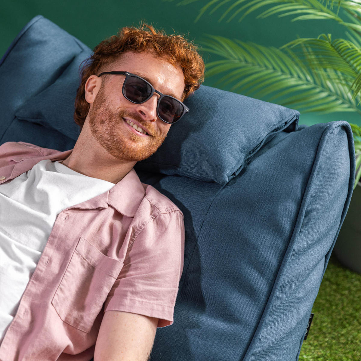 SITZSACK Outdoor mit Bodenkissen Nova - Blau, Textil (84/68/180cm) - icon