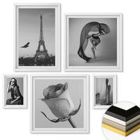 WANDBILDER 5er-Set - 50x50 cm & 20x30 cm & 40x60 cm Weißer Rahmen - Stilvolle Porträts eleganter Frauen - Weiß, Kunststoff (40/60cm) - ArtPrintCave