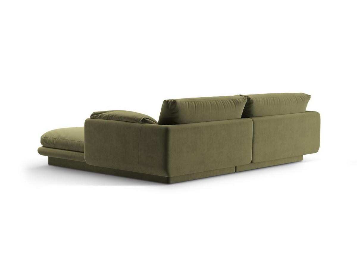 ECKSOFA links Torino aus Samt hellgrün 3 Sitzplätze - Hellgrün, Textil (170/220cm) - Micadoni