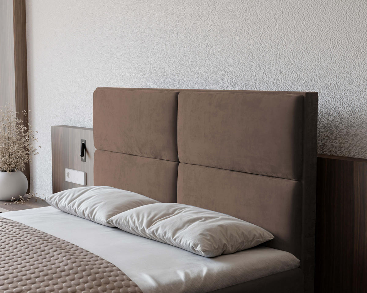BOXBETT 120x200 cm mit Topper - Braun, Holzwerkstoff/Textil (200/200cm) - Idohome