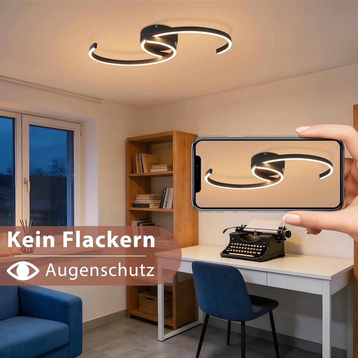 LED DECKENLEUCHTE Hornwall 61.6/7.0/23.0 cm - Schwarz, Metall (38/23/7cm) - ZMH
