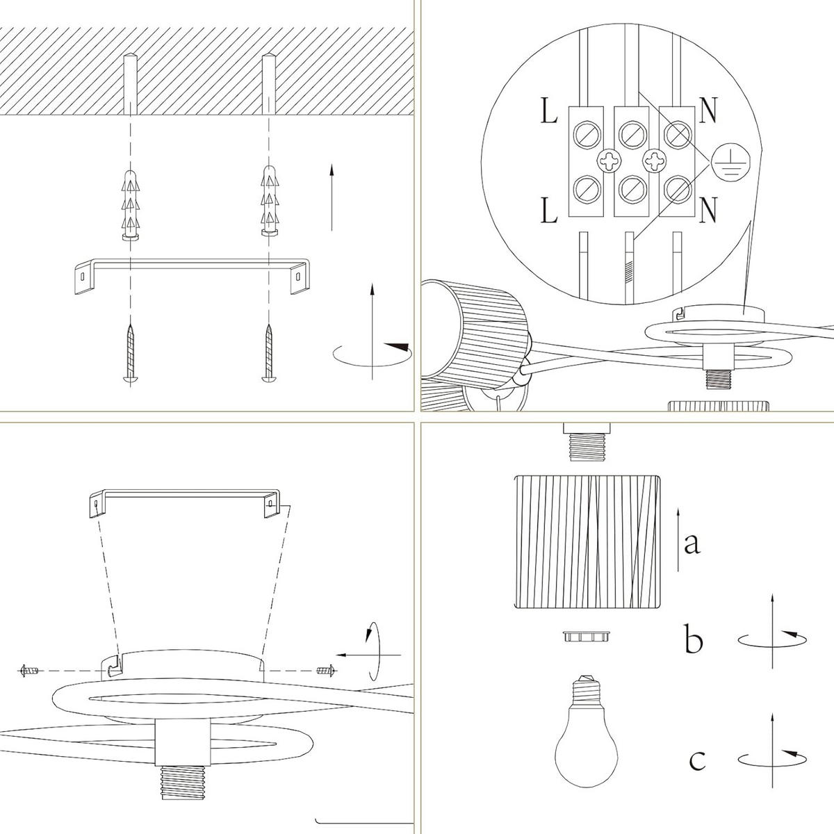 DECKENSTRAHLER Funkelau 47/16.5/72.5 cm - Schwarz, Metall (72.5/47/16.5cm) - ZMH