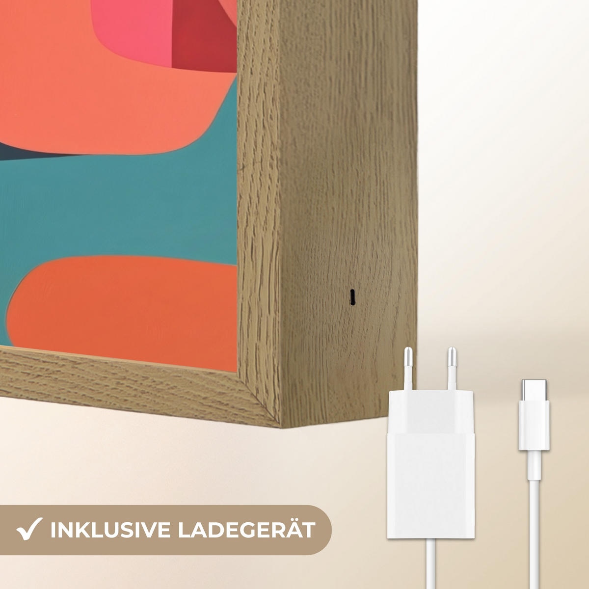 NÁSTĚNNÁ LAMPA S AKUMULÁTOREM Tvary - barevné - abstraktní - letadla 40x30 cm - různobarevná, kompozitní dřevo (40/30/8cm) - OnlyWow