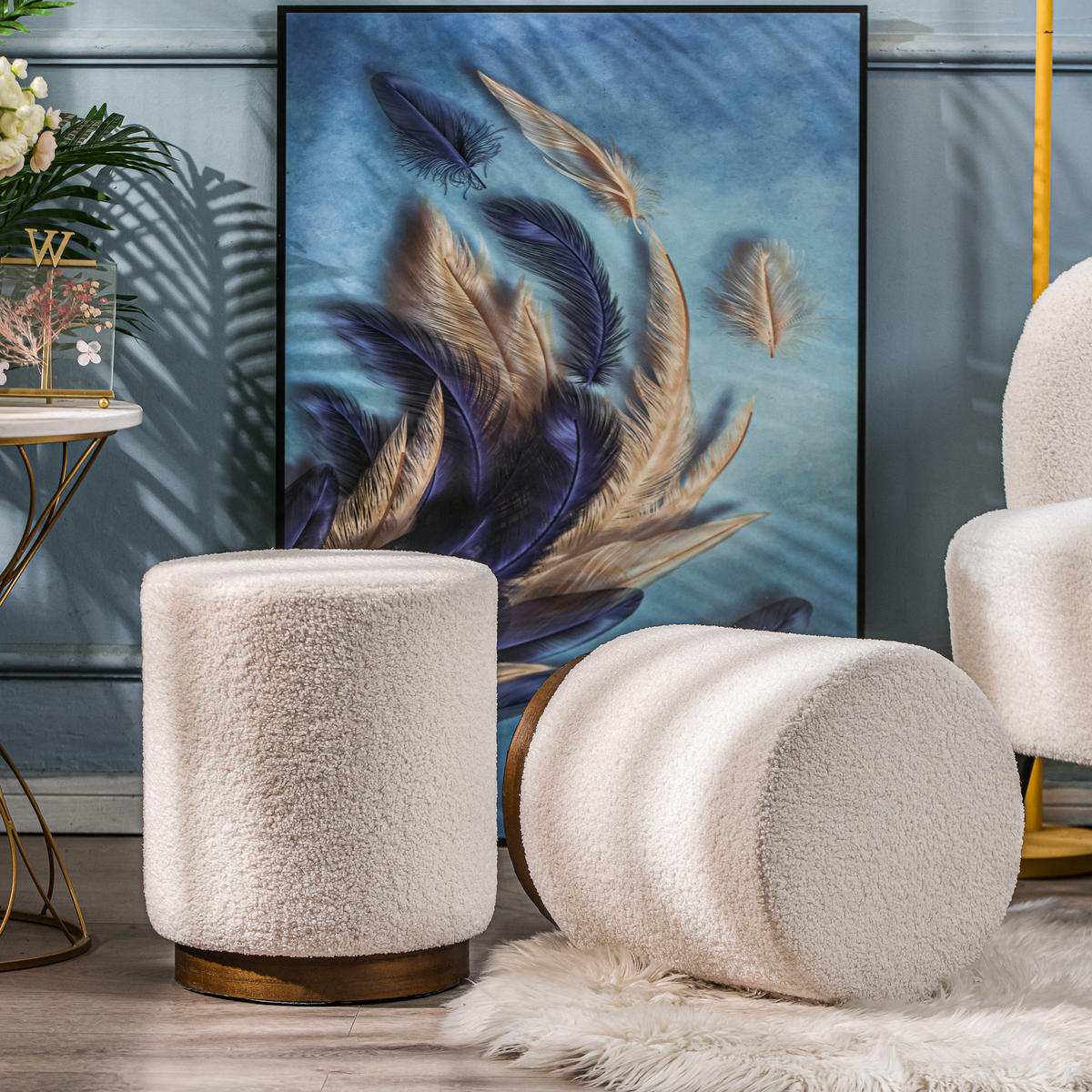 POUF Wolle Weiß - Weiß, Textil (35/42/35cm) - Nordlys