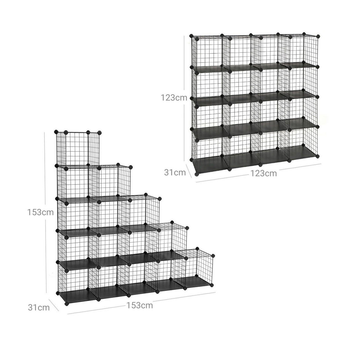 STECKREGAL REGALSYSTEM - Schwarz, Kunststoff (31/123/123cm) - Hansiro