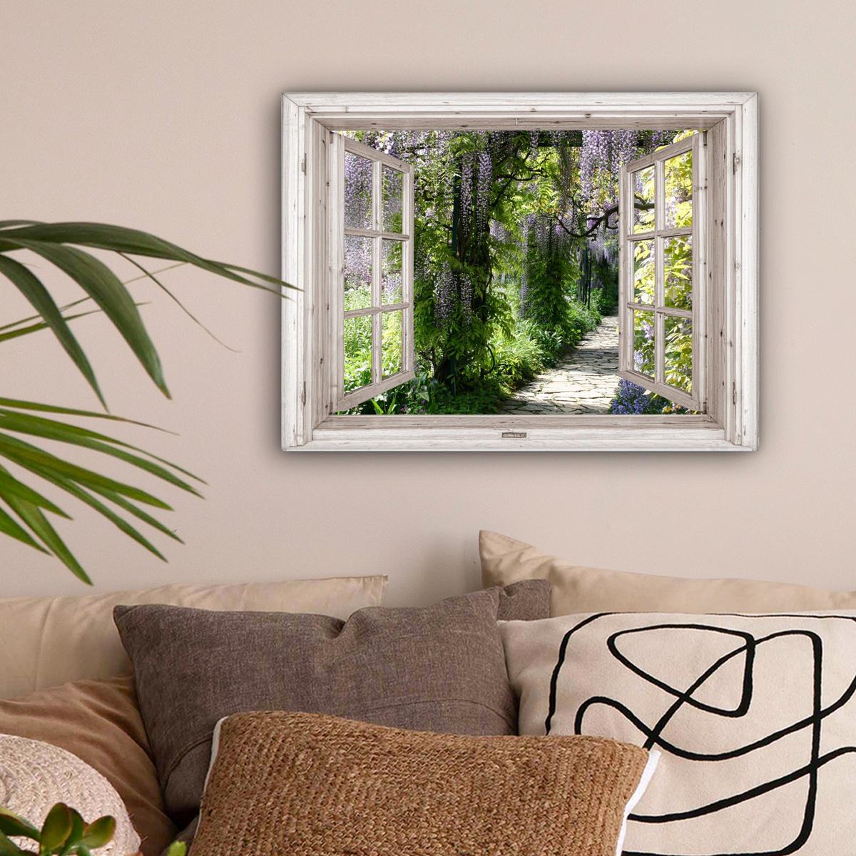 LEINWANDBILD Blauer Regen - Blumen - Aussicht - Baum - Frühling 40x30 cm - Grün, Textil (40/30cm) - MuchoWow