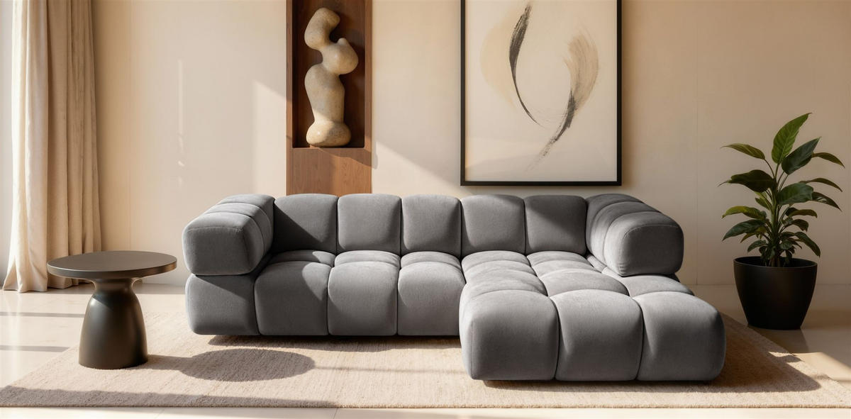 ECKSOFA Blanche In Bluvel - Grau, Holzwerkstoff/Textil (150/280cm) - Fun Möbel