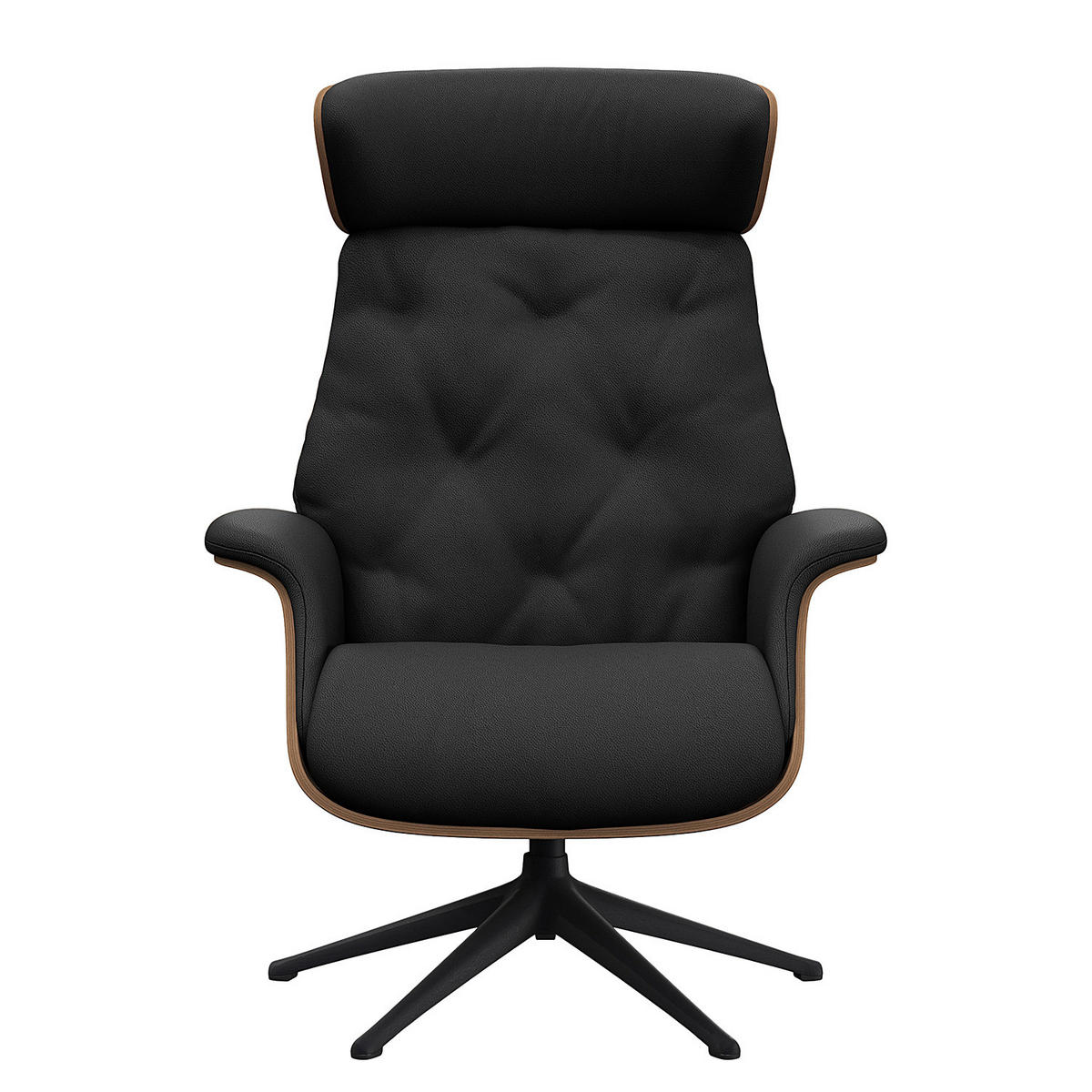 RELAXSESSEL - Echtleder - Schwarz, Leder/Metall (83/118/83cm) - home24