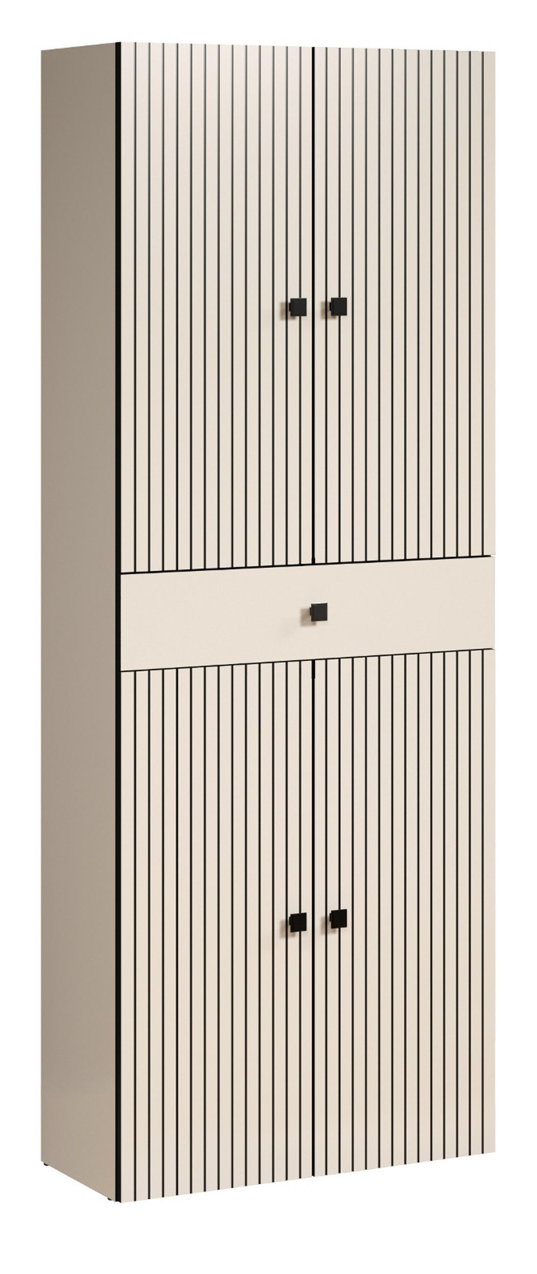 HOCHSCHRANK Kaschmir, grau 70 x 186 cm, Badschrank 4-türig - Kaschmir/Schwarz, Holzwerkstoff/Metall (70/186/31cm) - Top.Furn