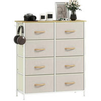 KOMMODE 86/30/94,5 cm in Beige mit 8 Stoffschubladen und seitlichem Stauraum - Beige, Metall (86/94.5/30cm) - Flora Grace