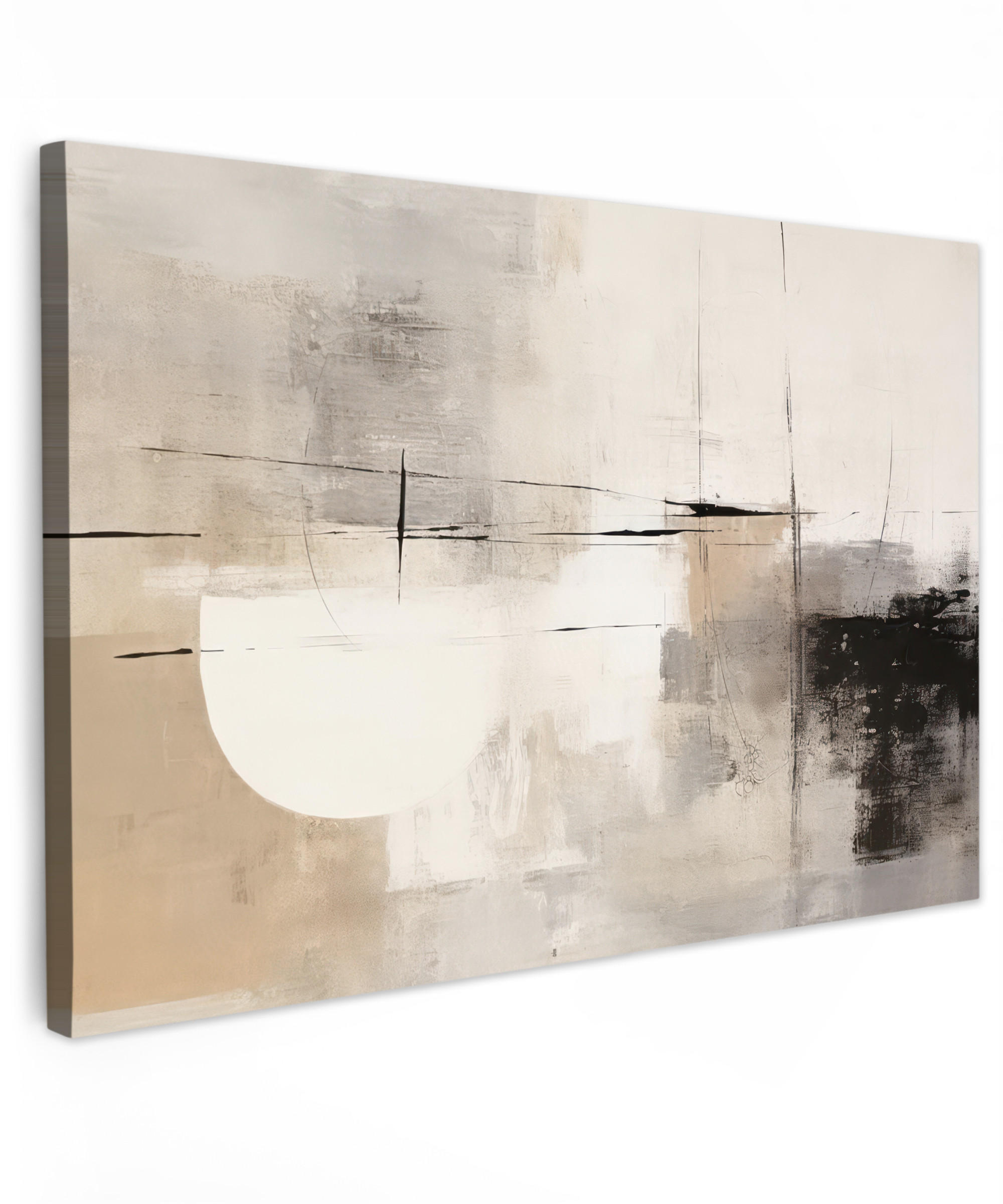 LEINWANDBILD Abstrakt - Kunst - Grau Groß 140x90 cm - Hellgrau, Textil (140/90cm) - MuchoWow