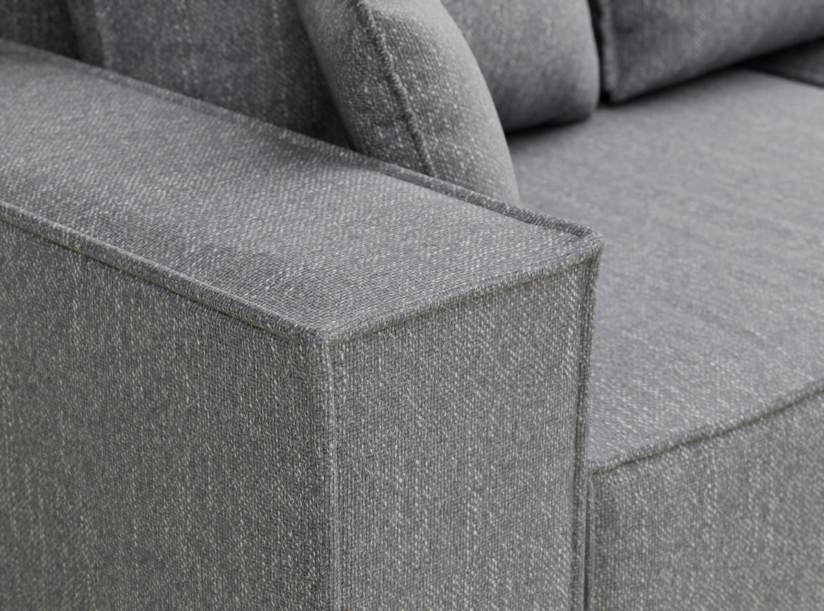 ECKSOFA MIT SCHLAFFUNKTION Moyo Grau Webstoff - Schwarz/Grau, Holz/Holzwerkstoff (255/148cm) - Maison de Reve