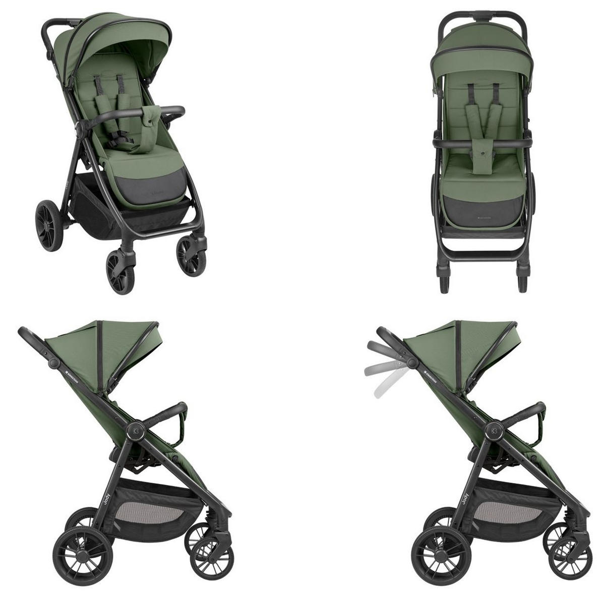 KINDERWAGEN, Buggy Jody grün PU-Räder Federung Hinterradbremse 5-Punkt-Gurt - Grün, Metall (89/54/105cm) - Kikka boo