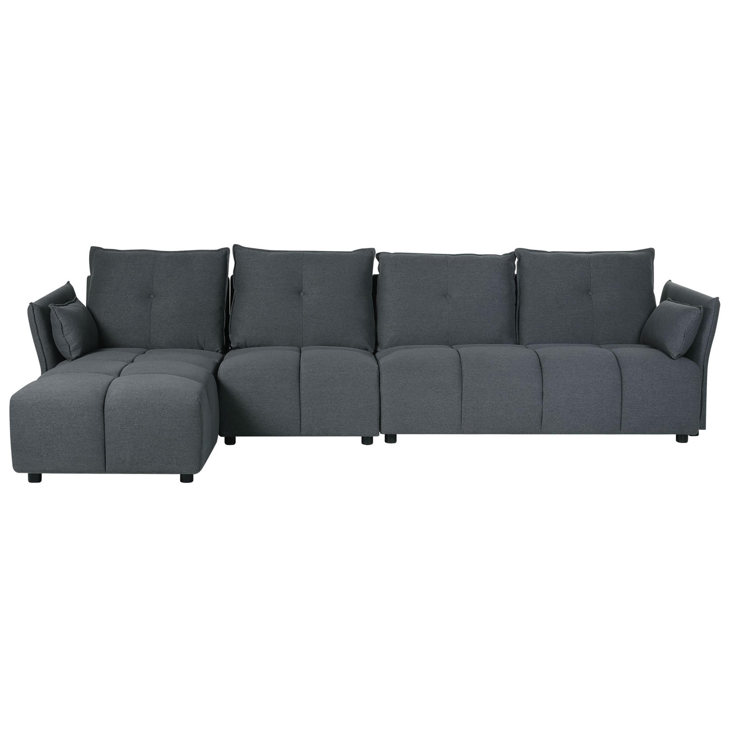 4-SITZER-ECKSOFA Polyester Grau linksseitig Tomra - Graphitfarben, Textil (325/136cm) - Beliani