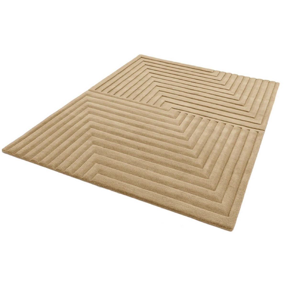 TEPPICH Einfarbiger aus reiner Wolle, handgetuftet, Reliefmuster SQUARE Beige 160 x 230 cm - Beige, Naturmaterialien (160/230cm) - Novatrend
