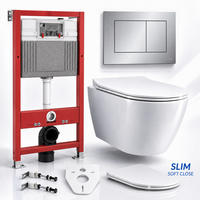 WC-SET ROLO Weiß, Slim-Sitz, Vorwandelement und Betätigungsplatte TECEnow Chrom - Weiß, Keramik (50/112/48.5cm) - bad land
