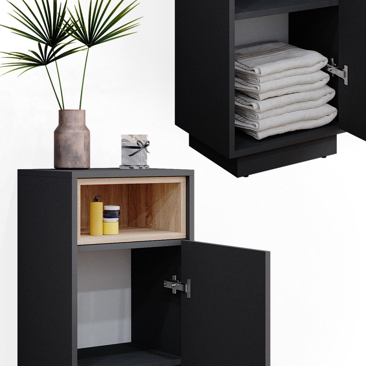 MIDISCHRANK Beatrice Anthrazit 30 x 93 cm - Anthrazit, Holzwerkstoff (30/93/30cm) - Vicco