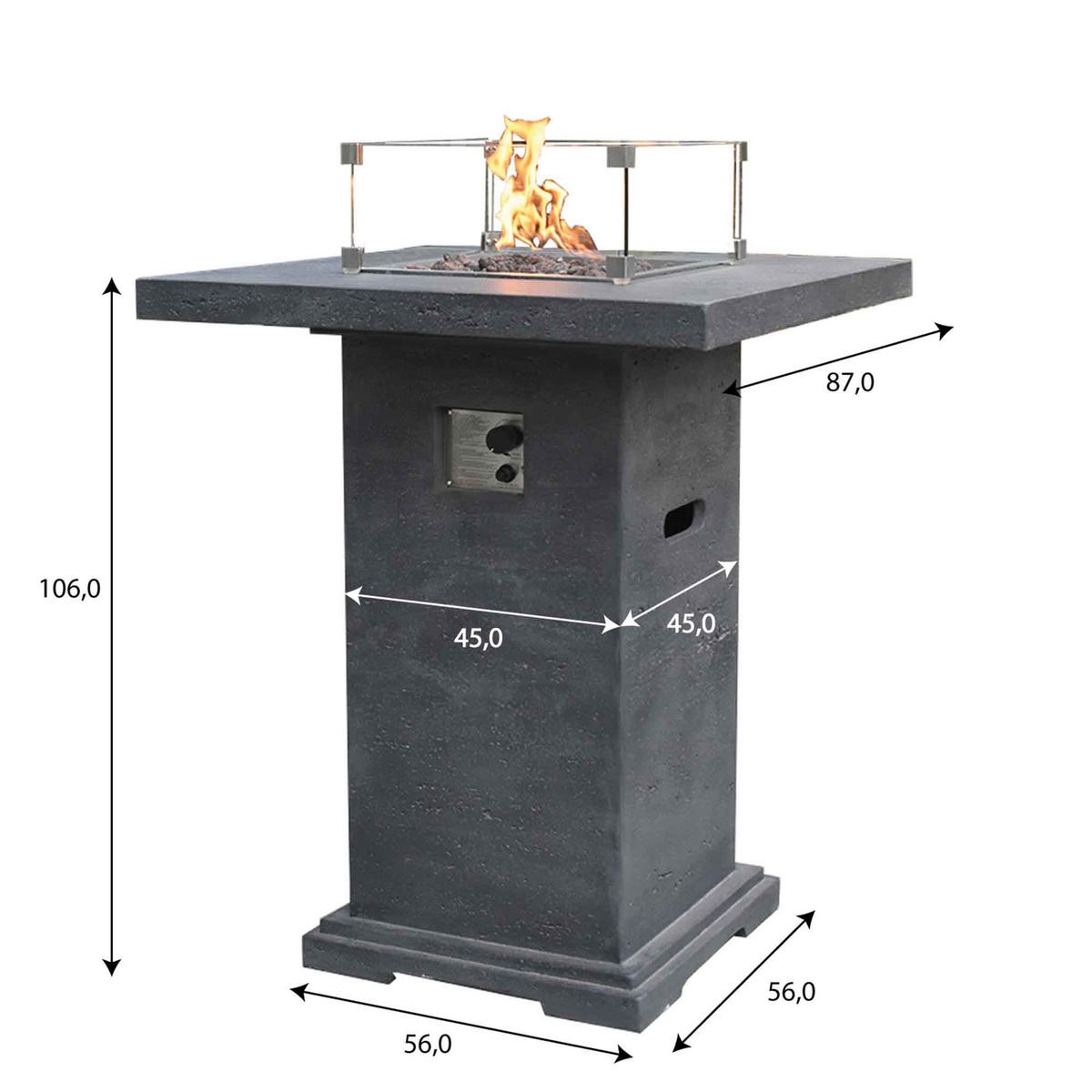 FEUERSTELLE Montreal in Beton-Optik dunkelgrau aus Faserbeton - Dunkelgrau, Stein (92/110/92cm) - Elementi