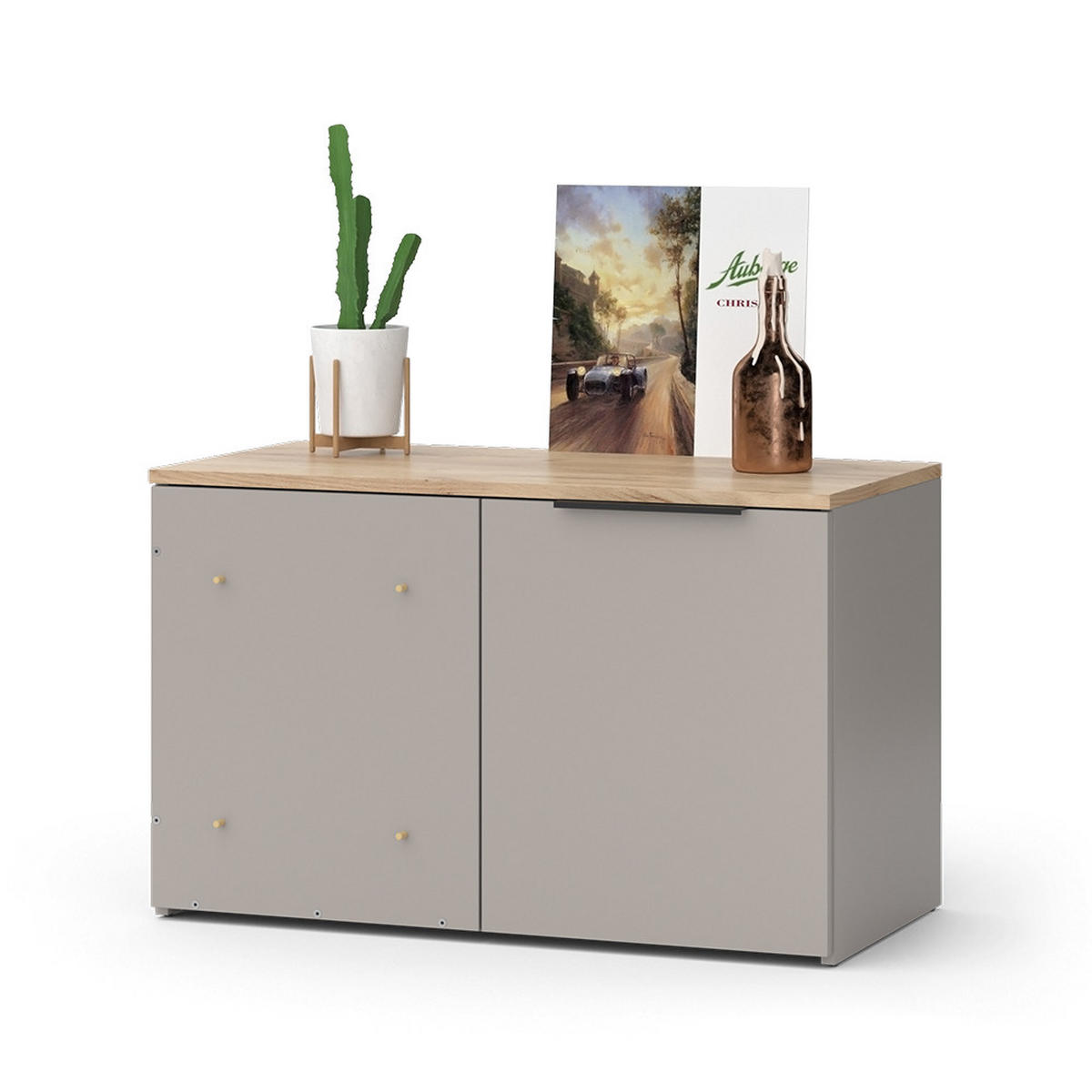 KOMMODE Wido Greige 80 x 50 cm mit Tür - Greige/Sonoma Eiche, Holzwerkstoff (80/50/40cm) - Vicco