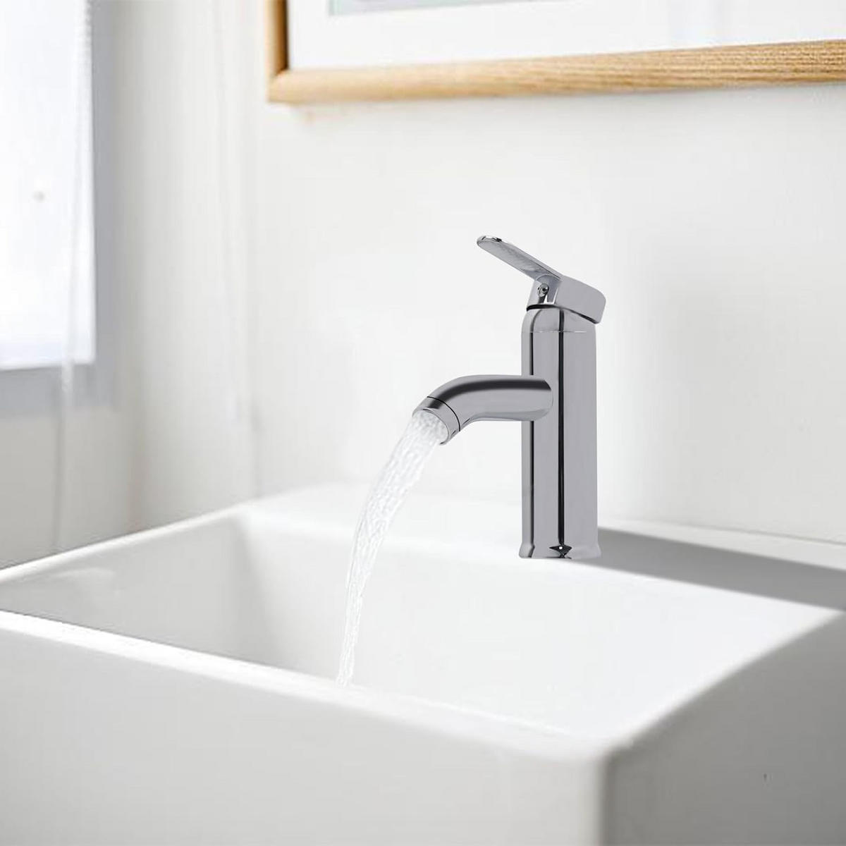 BADEZIMMERARMATUR mit Zulaufrohr, 16,5 cm hoch, silber. - Silberfarben, Metall (25/10/20cm) - Vallsero