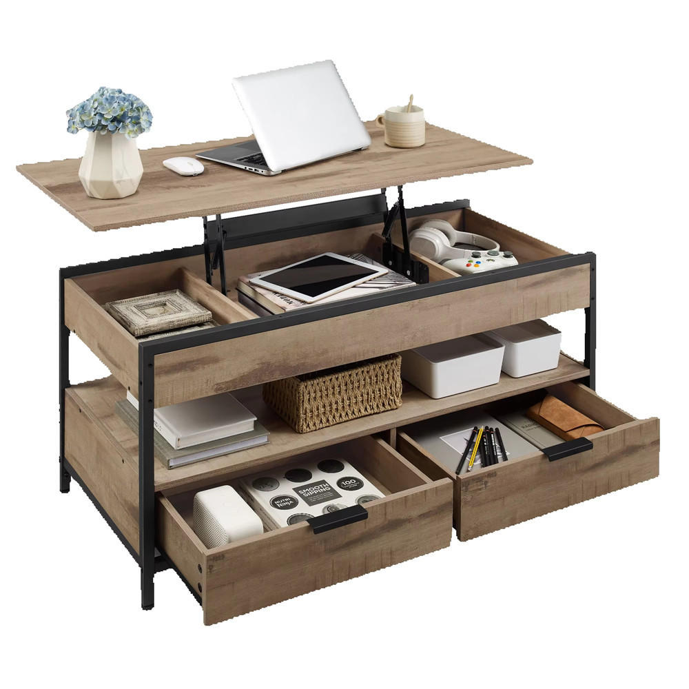 COUCHTISCH 100/50/48-63 cm höhenverstellbar Schublade Hellbraun - Hellbraun, Holz (50/100/63cm) - Kaket