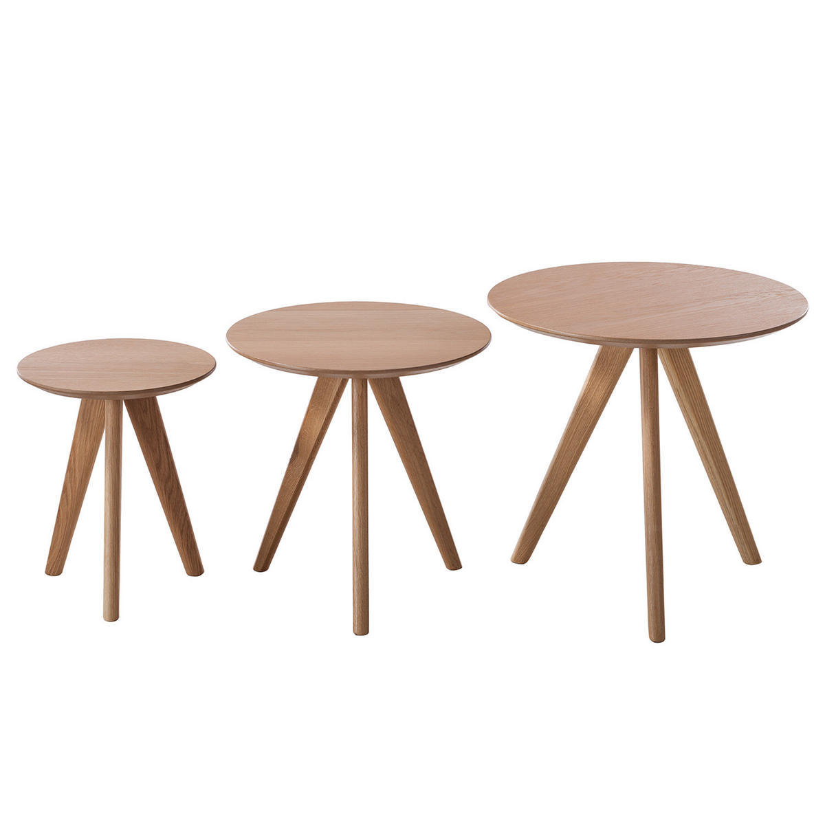 BEISTELLTISCH-SET - 3-teilig - Eiche teilmassiv - Eichefarben, Holz/Holzwerkstoff (1/1/1cm) - home24
