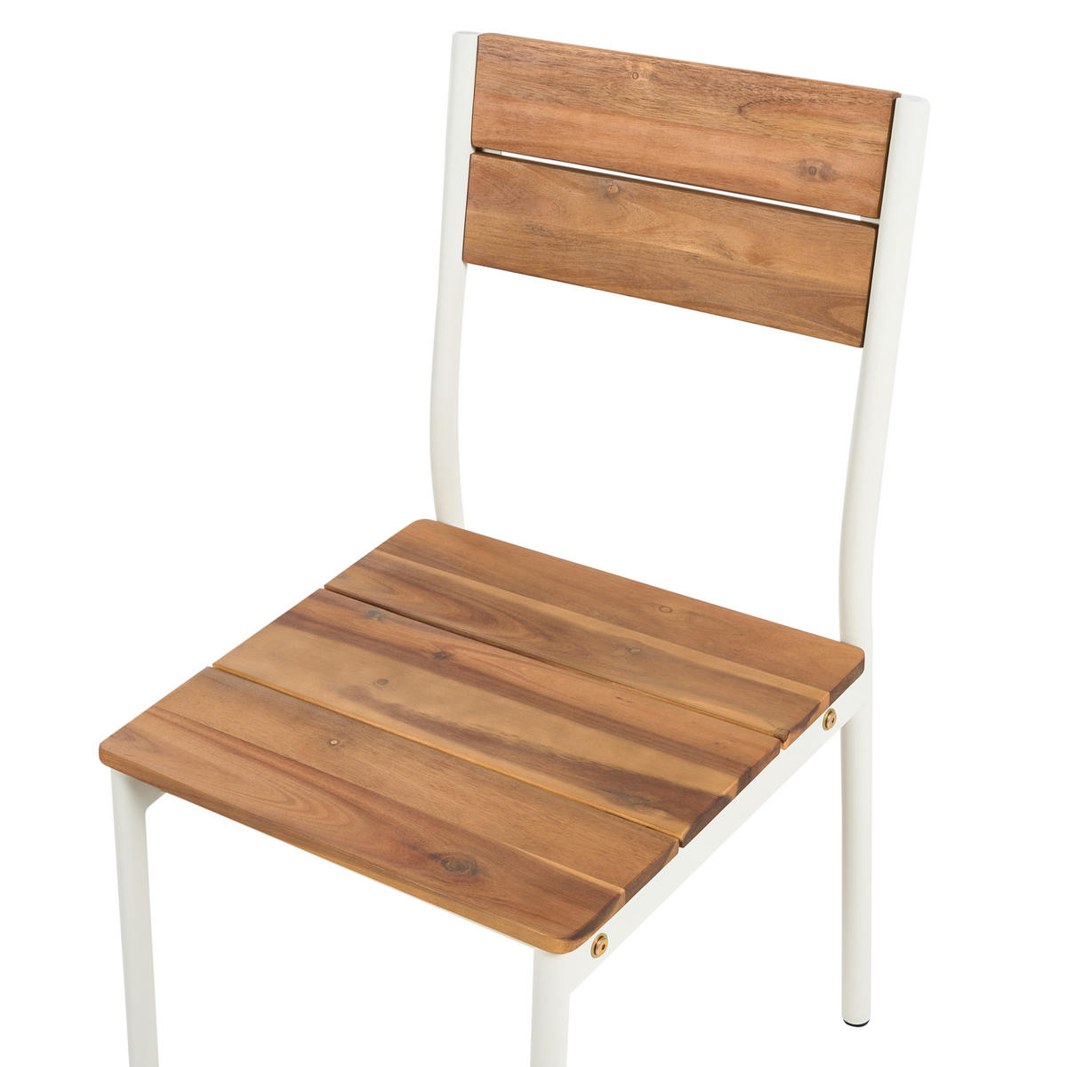 GARTENSTUHL 2er Set Akazienholz Braun Giovinazzo - Creme, Holz (47/90/53cm) - Beliani