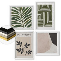 WANDBILDER 4er-Set - 50x50 cm & 40x60 cm Weißer Rahmen - Botanische Boho-Kompositionen - Weiß, Kunststoff (50/50cm) - ArtPrintCave