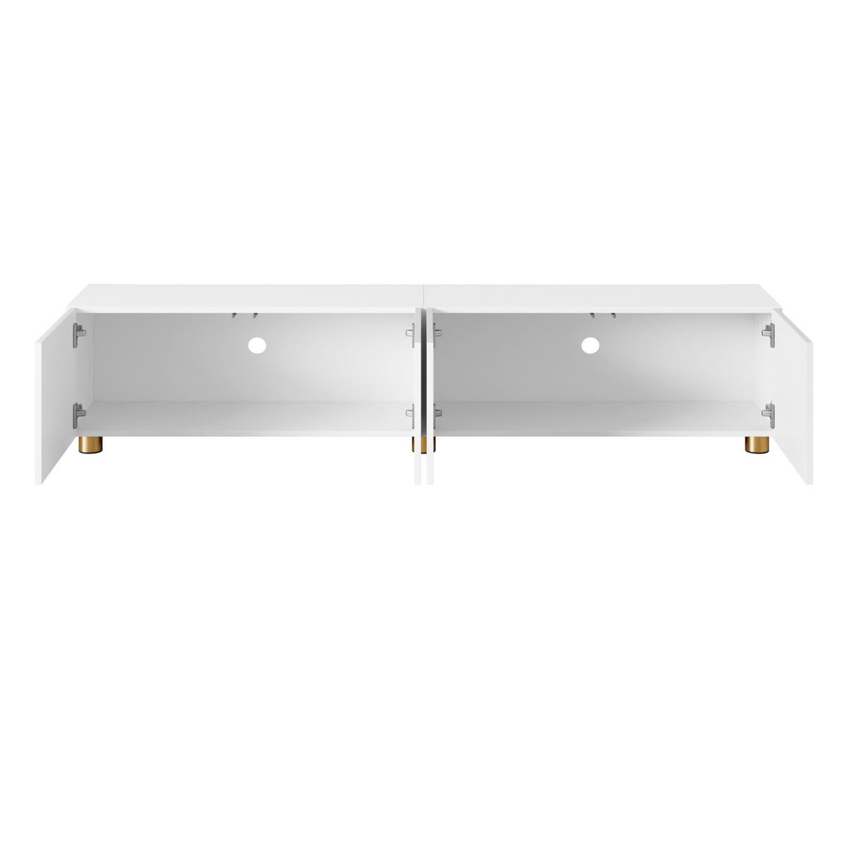 TV-SCHRANK Lowboard 4 Türen Bogenrelief Metallfüße - Weiß, Holzwerkstoff (35/40/180cm) - FLIEKS