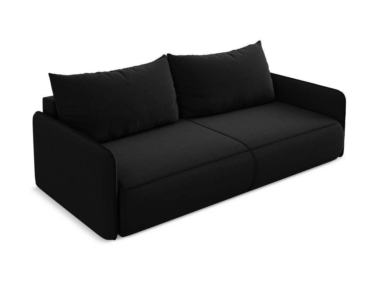 3-SITZER SOFA mit Schlaffunktion Samt Stoff Schwarz - Schwarz, Kunststoff/Textil (216/86/105cm) - Makamii